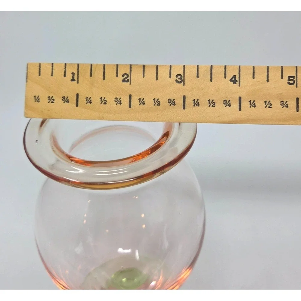 VTG Tiffin Watermelon Footed Pedestal Vase Pink and Green Depression Glass 7